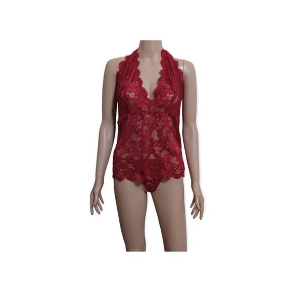 Ruby Red Lace Camisole And Thong Set Size: L - Picture 1 of 5